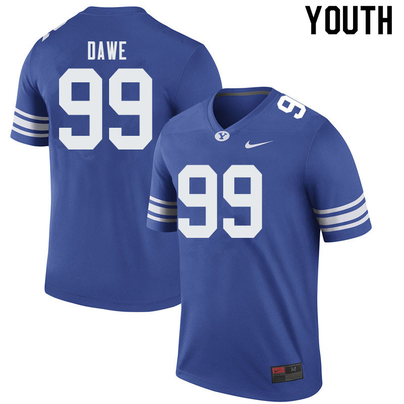 Youth #99 Zac Dawe BYU Cougars College Football Jerseys Sale-Royal